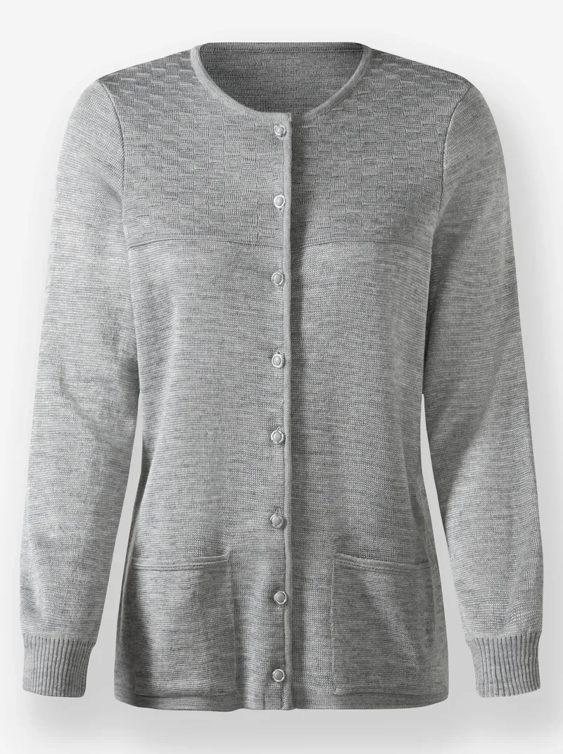 Witt Feinstrickjacke, Steingrau-meliert, – Produktbild 1 von 2