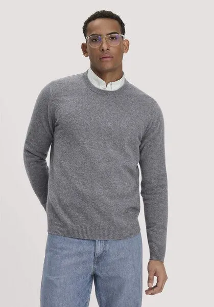 hessnatur hessnatur Strickpullover Regular aus Cashmere mit Recyclinganteil, Grau, – Produktbild 1 von 4
