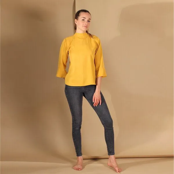 ManduTrap ManduTrap Bluse/Top aus Tencel in Blau, Senfgelb oder Rost,, Senfgelb, – Produktbild 1 von 4