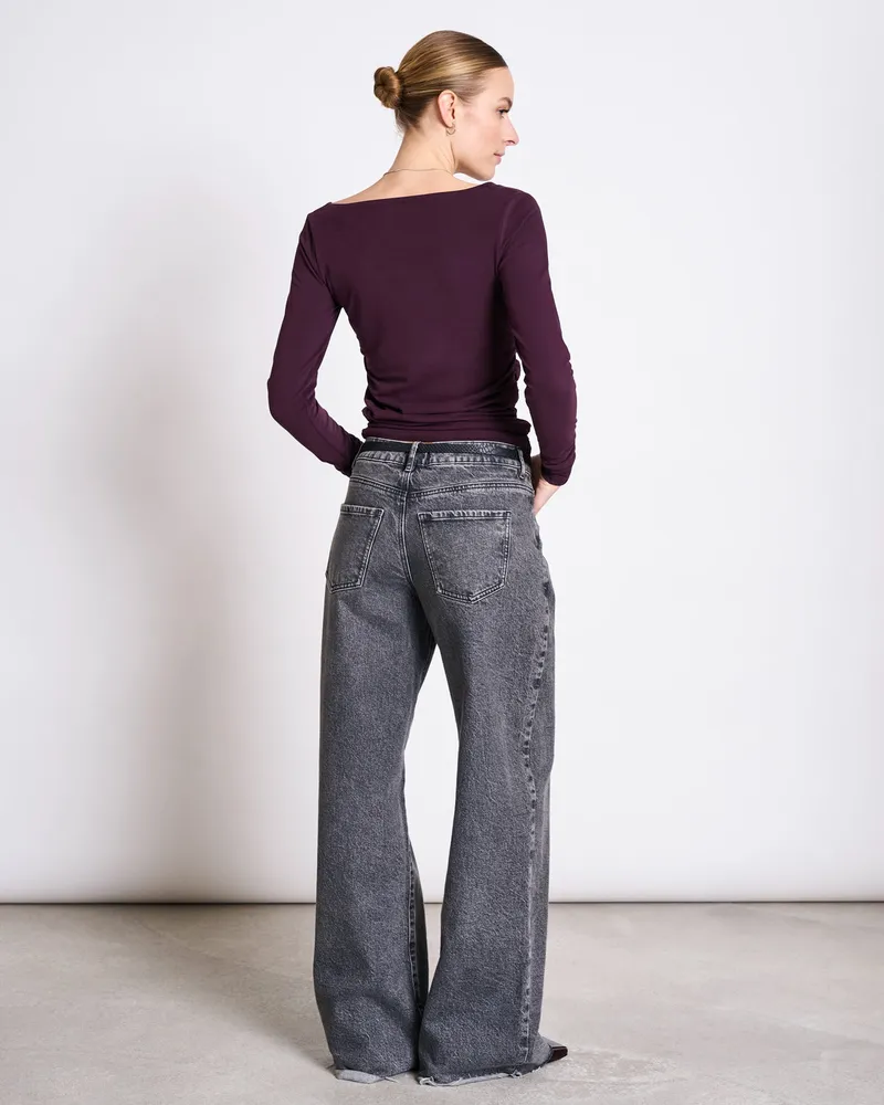 JAN N JUNE JAN 'N JUNE Damen vegan Longsleeve Asymmetrisch Casma Cherry Lacquer, Rot, – Produktbild 1 von 2
