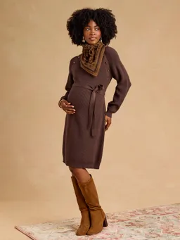 Envie De Fraise Strickkleid mit Gürtel für die Schwangerschaft ENVIE DE FRAISE schokolade – Produktbild 1 von 1