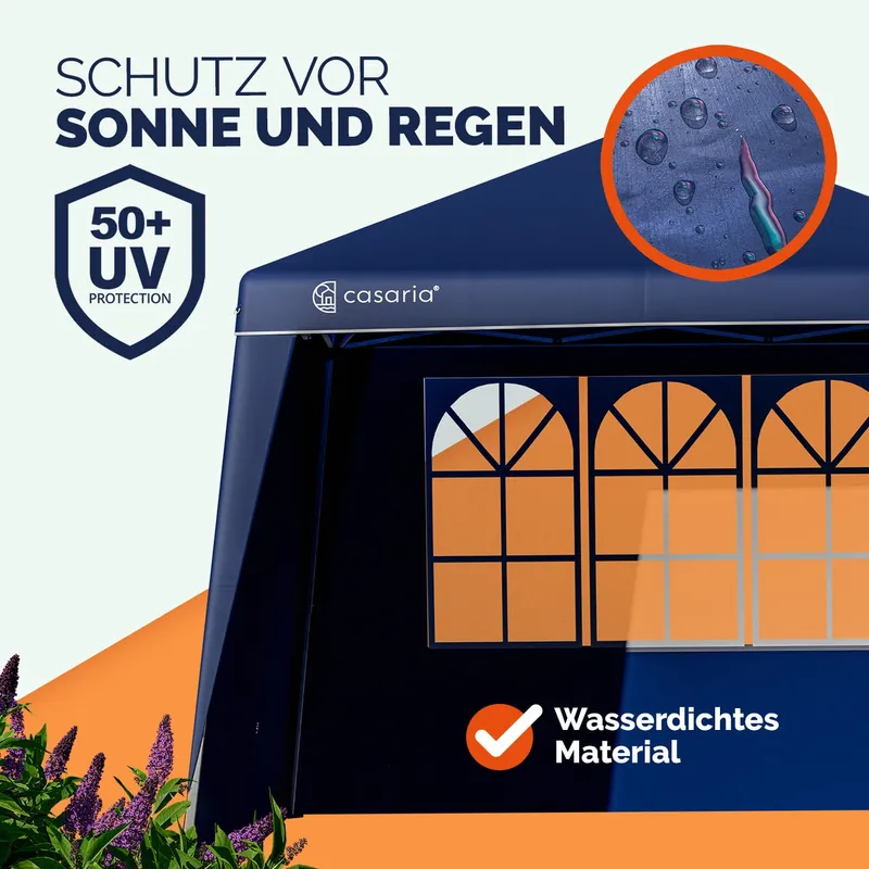 Casaria® Seitenwand Faltpavillon Capri 2er-Set Blau 3x3m, Blau, – Produktbild 2 von 2