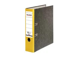 Falken 20 Falken Ordner "Recycling", Wolkenmarmor 250 g/m², DIN A4, RB 80 mm, gelb – Produktbild 1 von 1
