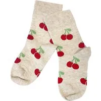 grödo Kinder Socken Baumwolle (kbA) Kirschen beige-melange Gr.3-4 – Produktbild 1 von 1