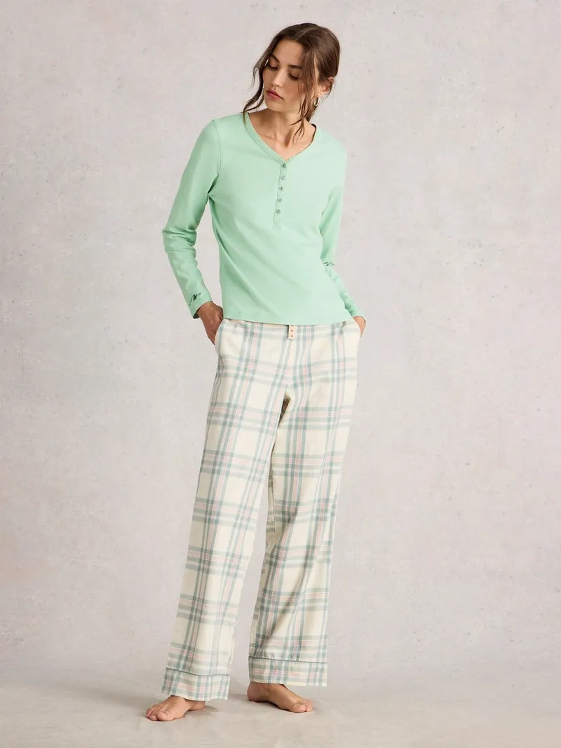 White Stuff Pyjamatop Penny - L, Hellgrün, – Produktbild 2 von 4