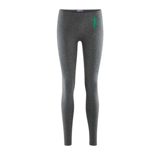 HANDGEDRUCKT HANDGEDRUCKT Leggings aus Biobaumwolle " Yoga", Graphit melange, – Produktbild 1 von 2