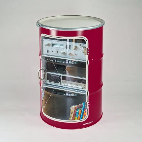 Lockengelöt Lockengelöt HiFi Vitrine aus einem Hamburger Ölfass, Purpurrot (gepulvert), – Produktbild 3 von 3