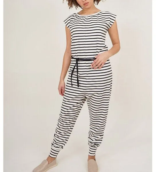 Lena Schokolade Lena Schokolade Jumpsuit Overall ringel aus Bio-Jersey, Streifen (black/offwhite), – Produktbild 1 von 4