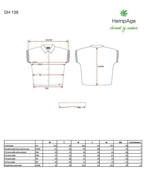 HempAge HempAge Kurzarm-Bluse Hanf/Biobaumwolle, Lake(blau), – Produktbild 3 von 4