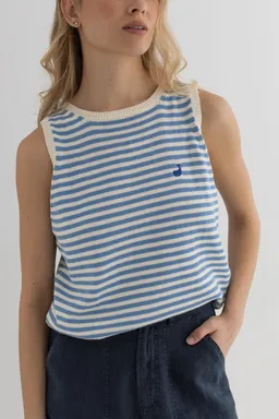 TWOTHIRDS TWOTHIRDS Damen vegan Top Ios Denim Blau Gestreift – Produktbild 1 von 1