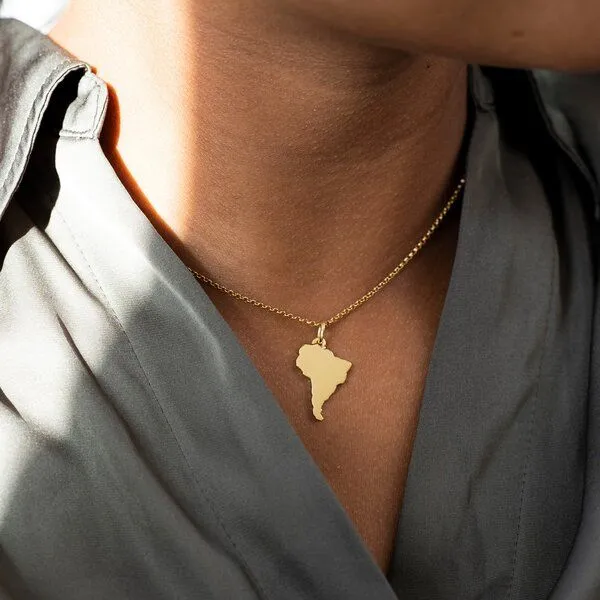 MOANINA MOANINA Kette Südamerika Kontinent - 925 Silber/18k Gold Vermeil - 3 Längen, Rose, – Produktbild 1 von 4