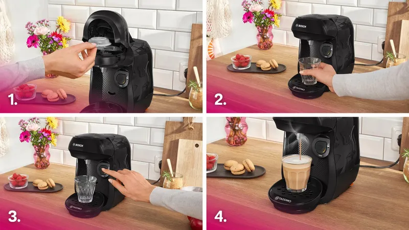 Tassimo Tassimo Kapselmaschine happy friendly TAS102E, über 70 Getränke, platzsparend, geeignet für alle Tassen, Wassertank 0,7 L, Beige|schwarz, – Produktbild 3 von 5