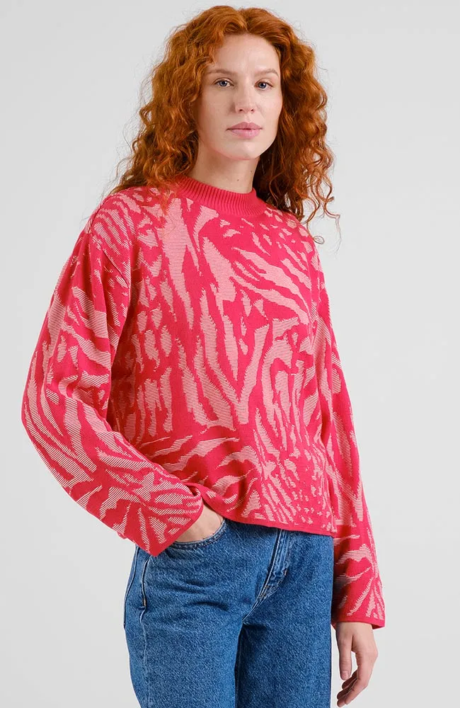 Dedicated DEDICATED Damen vegan Pullover Limhamn Animal Print Rosa, Rot, – Produktbild 1 von 2
