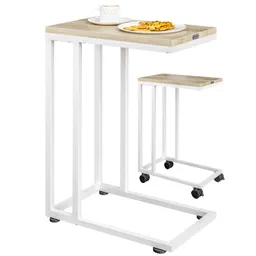 Casaria® Beistelltisch Weiß unterfahrbar 50x35x65/70cm mobil Rollen mit Bremse – Produktbild 1 von 1