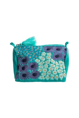Tranquillo Kosmetiktasche VELVET BLOSSOMS (GOTS) - klein - blau – Produktbild 1 von 1