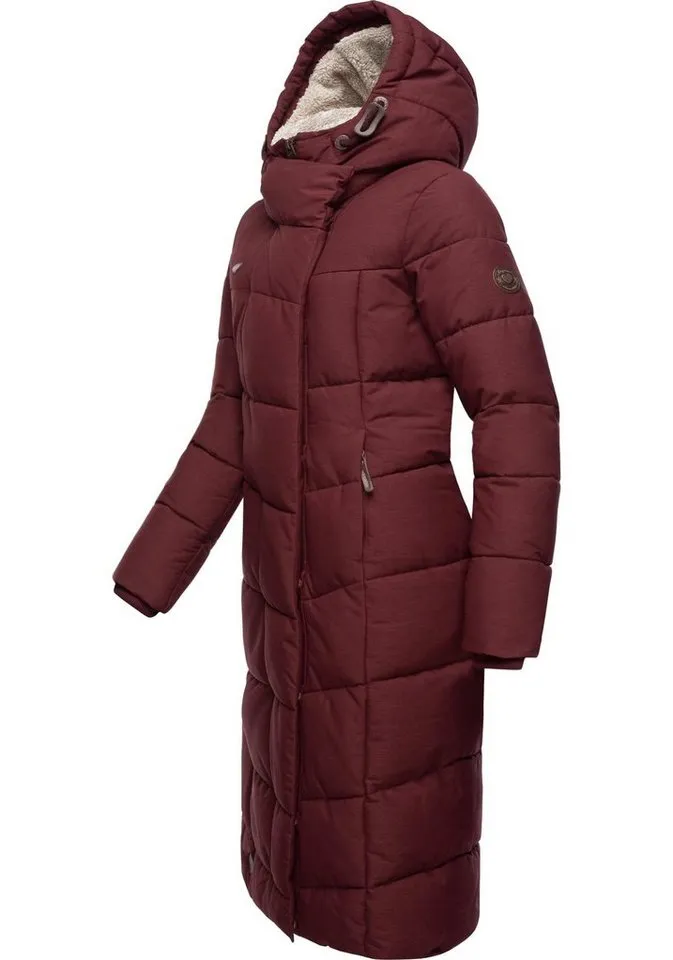 ragwear ragwear Wintermantel Pavla Long extralanger Winterparka mit Teddyfutter und Kapuze, Rot, – Produktbild 3 von 4