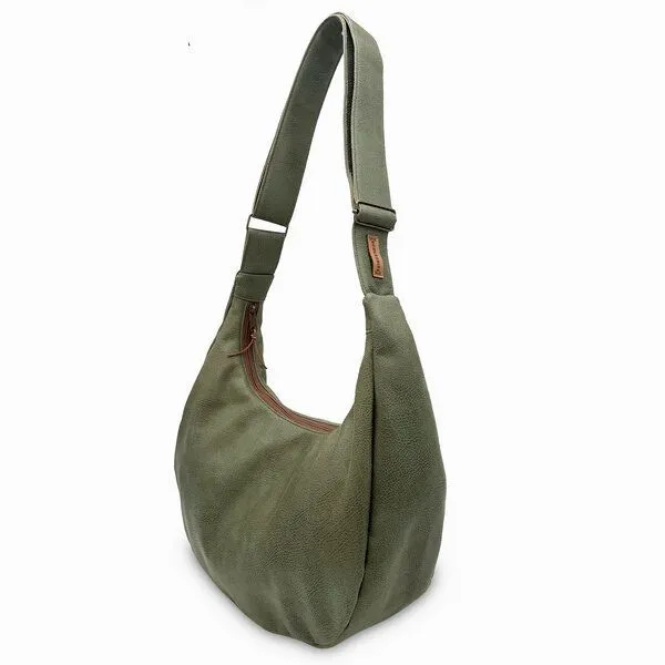 BOWLEANIES TASCHEN BOWLEANIES TASCHEN Moon Bag XXL aus Lederfaserstoff, Khaki, – Produktbild 4 von 4