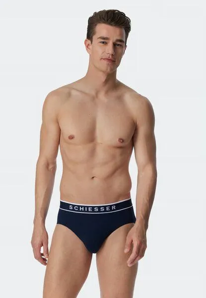 Schiesser Schiesser 3er Pack Herren Slips Biobaumwolle 95/5, Dunkelblau, – Produktbild 2 von 4