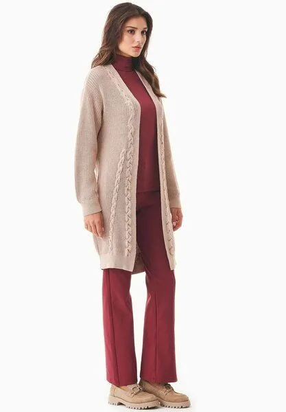 ORGANICATION ORGANICATION Langer Cardigan aus Bio-Baumwolle, Natur(beige), – Produktbild 2 von 4