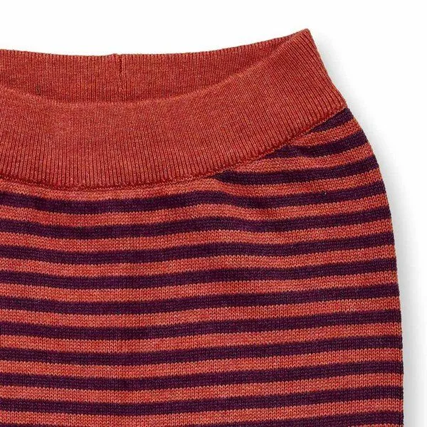 Sense Organics Sense Organics Baby Strickleggings, Modell PABLO, Terrakotta-bordeaux melange geringelt, – Produktbild 3 von 4