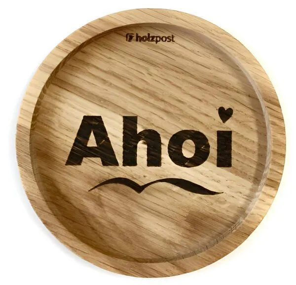 holzpost holzpost Eichenholz-Untersetzer mit Gravur – Glasuntersetzer aus Deutschland – Produktbild 3 von 8