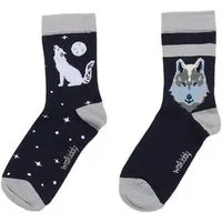 Walkiddy Baby Socken Bio-Baumwolle GOTS Singing Wolves von Walkiddy – weiche, elastische, nachhaltig produzierte Kindersocken, ideal für empfindliche Babyfüße – mit liebevollem Waldtier-Design – Produktbild 1 von 1