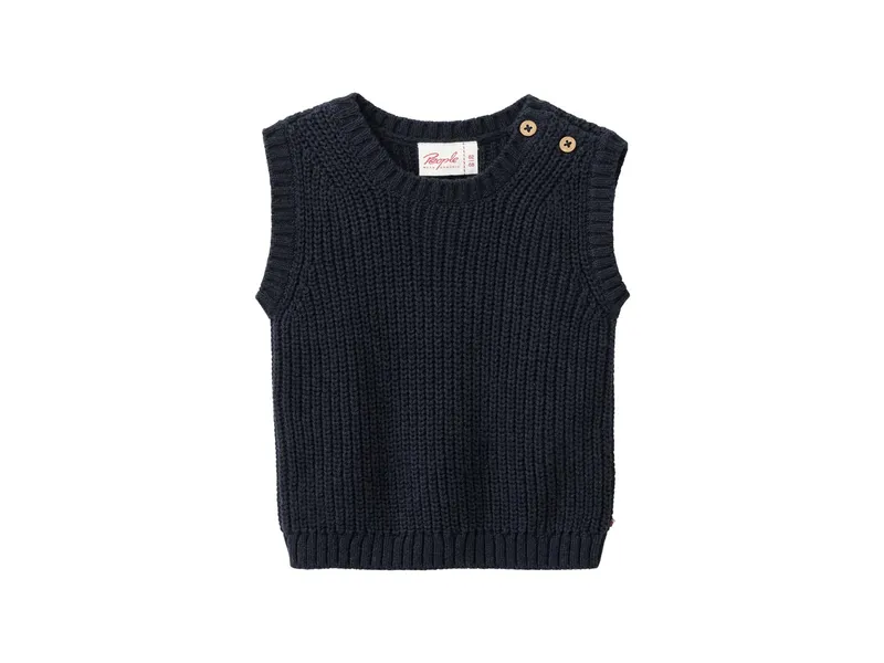 People Wear Organic People Wear Organic Strick-Pullunder dunkelblau mélange 62/68, Blau, – Produktbild 1 von 2