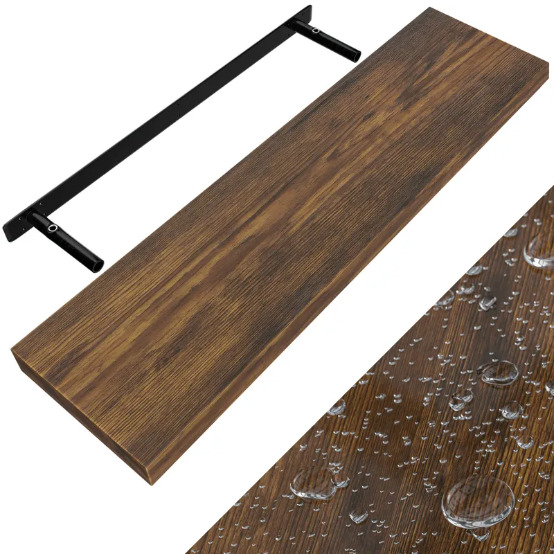 Casaria® Wandregal Schweberegal 90cm Eiche dunkel + Halterung, Eiche, – Produktbild 1 von 2