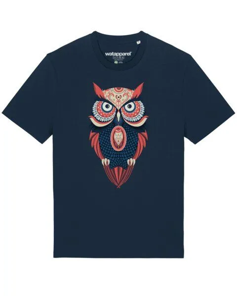 watapparel watapparel T-Shirt Unisex Colorful Owl, French navy, – Produktbild 1 von 3