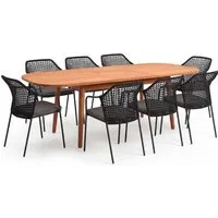 Gartenmöbel-Set "Madera & Burano" 9-tlg. 1 Tisch 180/240 x 100 cm, 8 Sessel, teak/anthrazi – Produktbild 1 von 1