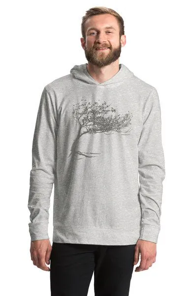 Peaces.bio - handbedruckte Biomode Peaces.bio - handbedruckte Biomode Bio-Jersey-Kapuzensweater Unisex "Windy Tree", Hellgrau, – Produktbild 2 von 4