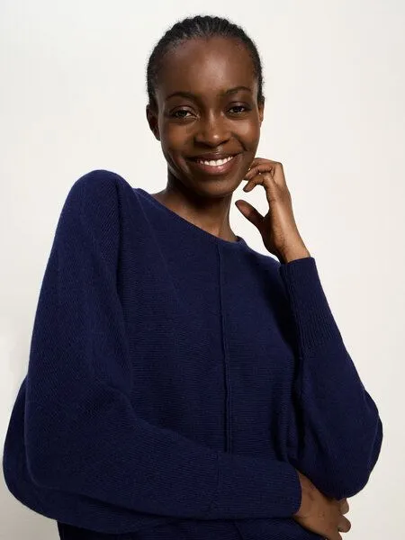 LANIUS LANIUS Fledermaus Pullover, Purple blue melange, – Produktbild 3 von 4