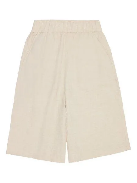 KnowledgeCotton Apparel KnowledgeCotton Apparel EVE Culotte hohe Leinen-Shorts - GOTS/Vegan, Beige (yarndyed-light-feather-gray), – Produktbild 1 von 3