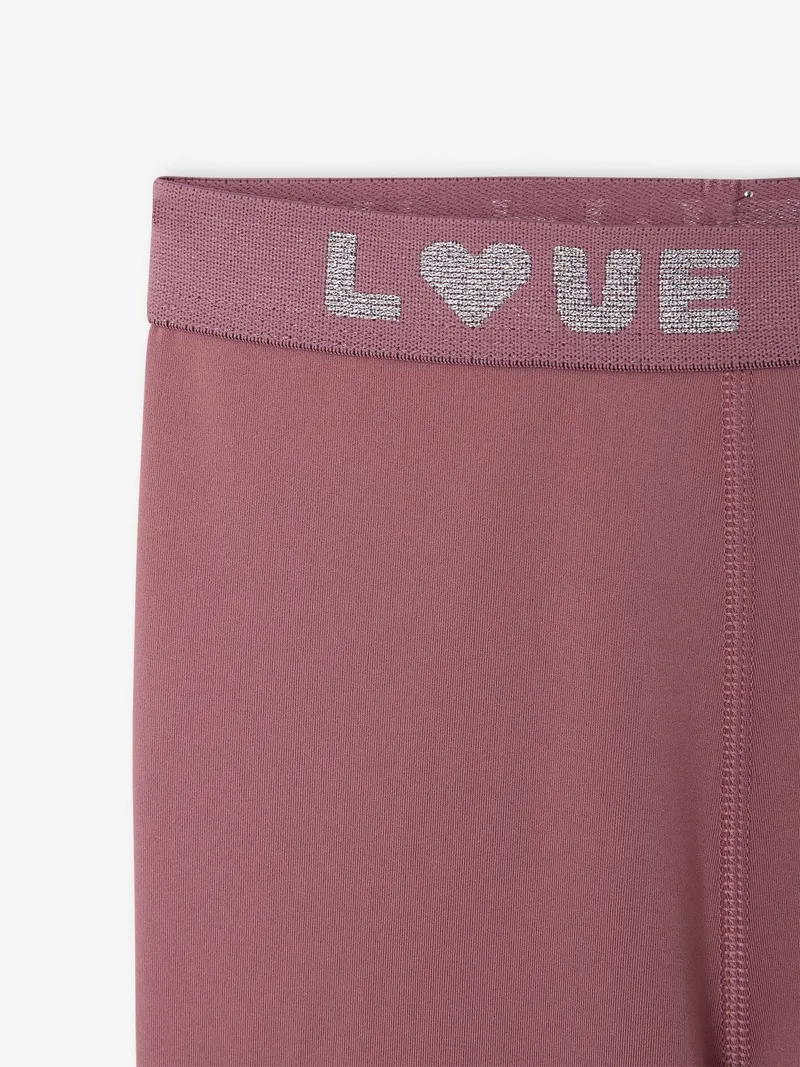 Vertbaudet Leggings Mädchen Schriftzug LOVE TOGETHER am Gummibund, Altrosa, – Produktbild 2 von 2