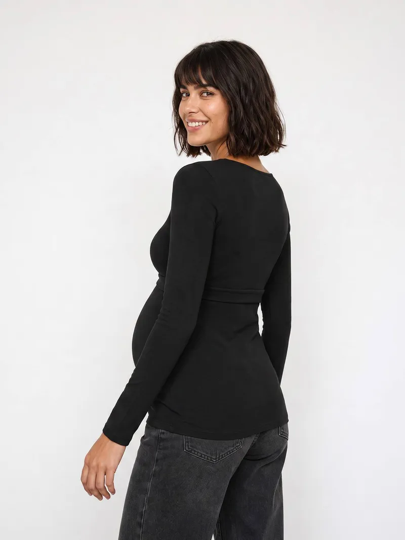 Vertbaudet Wickelshirt für Schwangerschaft & Stillzeit, Schwarz, – Produktbild 4 von 4
