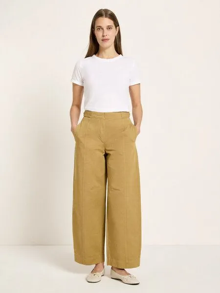 LANIUS LANIUS Hose mit Barrel Leg (OCS) aus Bio-Baumwolle und Leinen, Khaki, – Produktbild 1 von 4