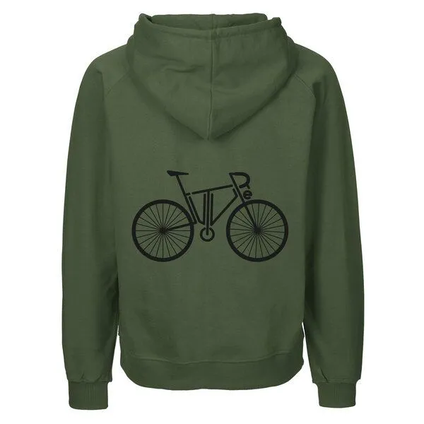 HANDGEDRUCKT HANDGEDRUCKT "FutureBike" Männer Zip Hoody aus reiner Biobaumwolle (kbA), Military, – Produktbild 1 von 4