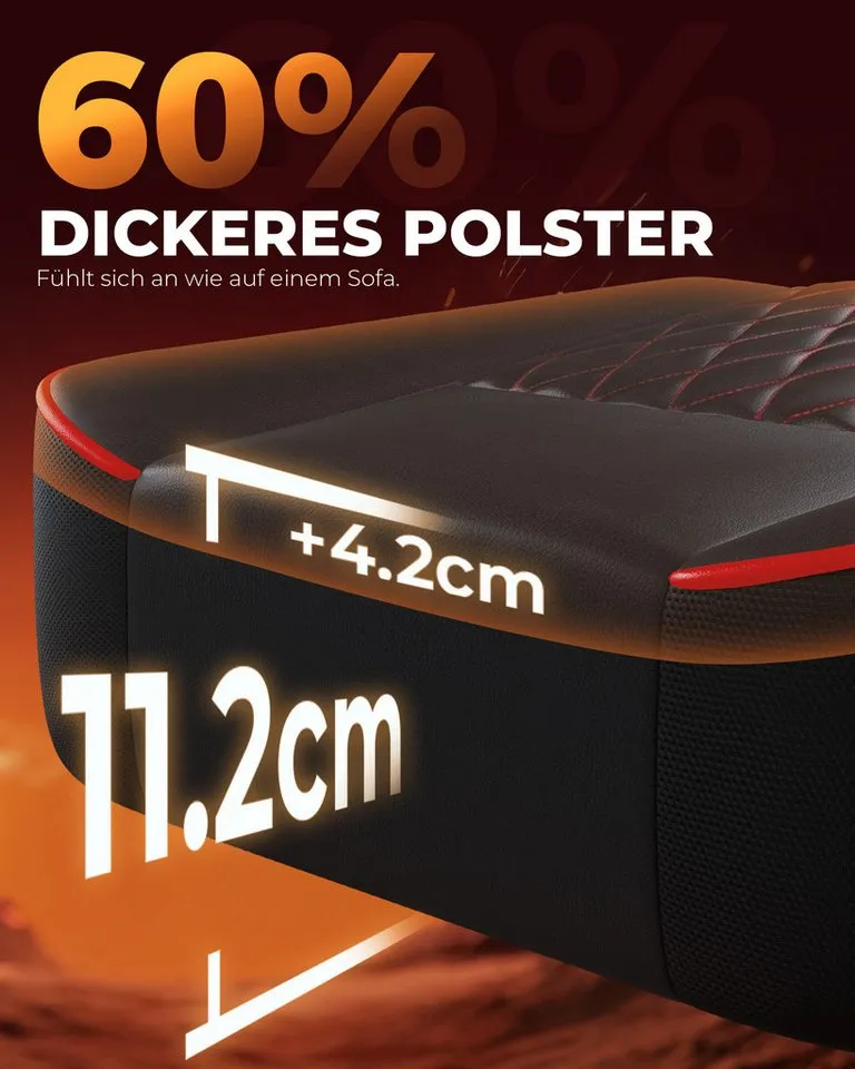 GTPLAYER Gaming-Stuhl Bürostuhl, Ergonomischer Pc Stuhl, Höhenverstellbarer Drehstuhl, mit Synchronmechanik und extradicker Sitzfläche, Rot|schwarz, – Produktbild 5 von 5
