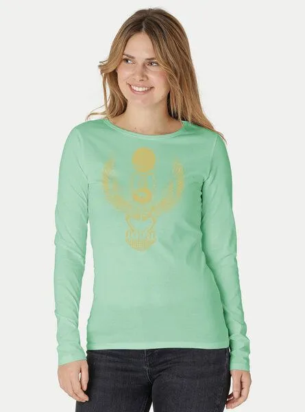 Peaces.bio - handbedruckte Biomode Peaces.bio - handbedruckte Biomode Damen Langarmshirt Cheper, Mint, – Produktbild 2 von 2