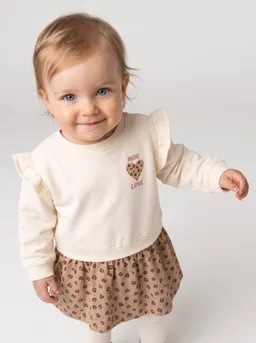Vertbaudet Vertbaudet 2-in-1 Baby Sweatkleid mit Musselinrock – Produktbild 1 von 1