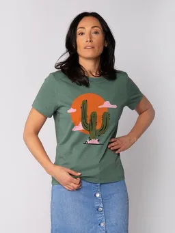 watapparel watapparel T-Shirt Frauen Kaktus im Sonnenuntergang – Produktbild 1 von 1
