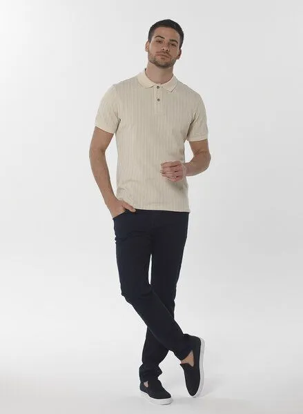 ORGANICATION ORGANICATION Poloshirt aus Bio-Baumwolle mit Allover-Print, Natur(beige), – Produktbild 2 von 4