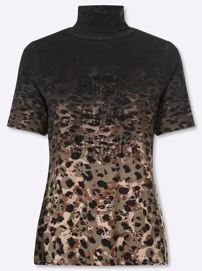 heine Rollkragenshirt schwarz-khaki, Schwarz-khaki, – Produktbild 1 von 2