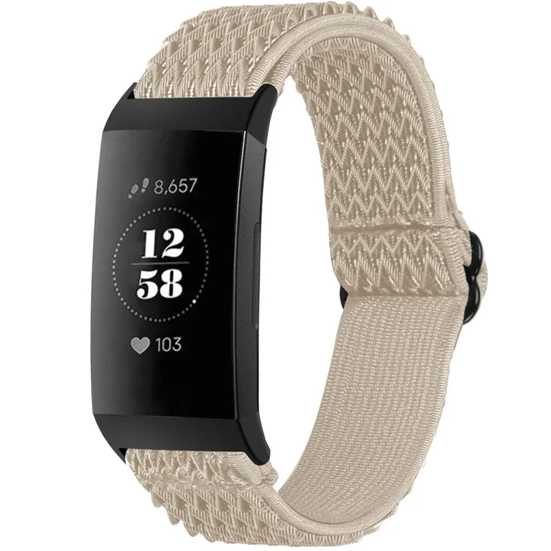 imoshion imoshion Elastisches Nylonarmband für das Fitbit Charge 3 / 4, Beige, – Produktbild 1 von 1