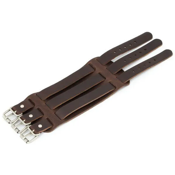 Simaru Simaru Breites Schnallenarmband aus Echtleder, Braun, – Produktbild 3 von 3
