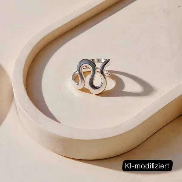 ELEKTROPULLI ELEKTROPULLI Größenverstellbarer Round Ring ca. 2 cm breit, Silber, – Produktbild 2 von 4
