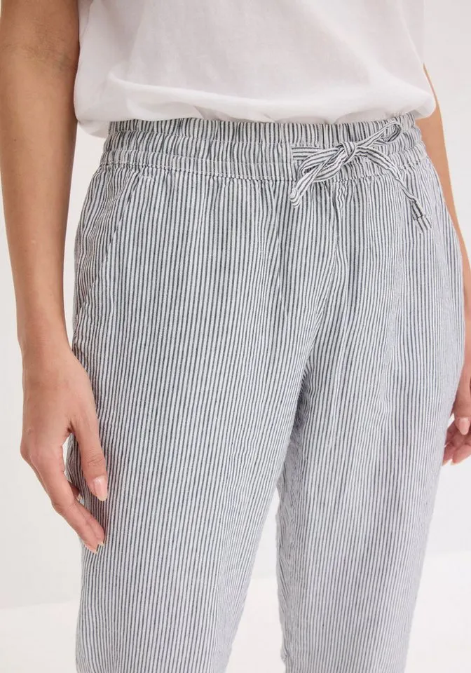 bonprix Leinenhose (1-tlg) aus Leinen und Lyocell, mit Elastik-Bündchen, Regular Fit, Blau, – Produktbild 4 von 5