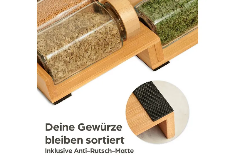 Praknu Schubladeneinsatz Gewürzregal für Schublade aus FSC - zertifiziertem Holz - Für 12, Beige, – Produktbild 4 von 5