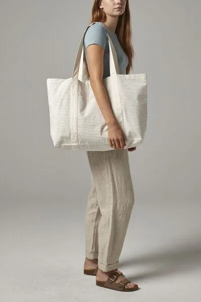 Westford Mill Westford Mill Striped Organic Cotton Shopper Tasche, Natur rot, – Produktbild 2 von 2