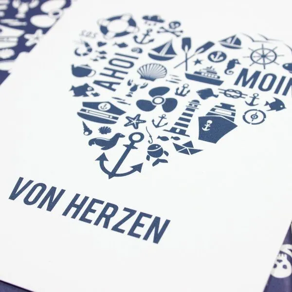 Bow & Hummingbird Bow & Hummingbird Postkarte "Von Herzen (maritim)" – Produktbild 3 von 3